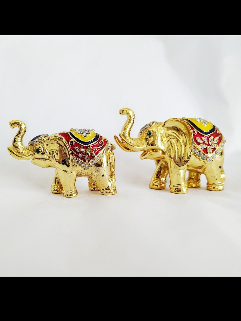 Gold Elephant Trinket Box Pair